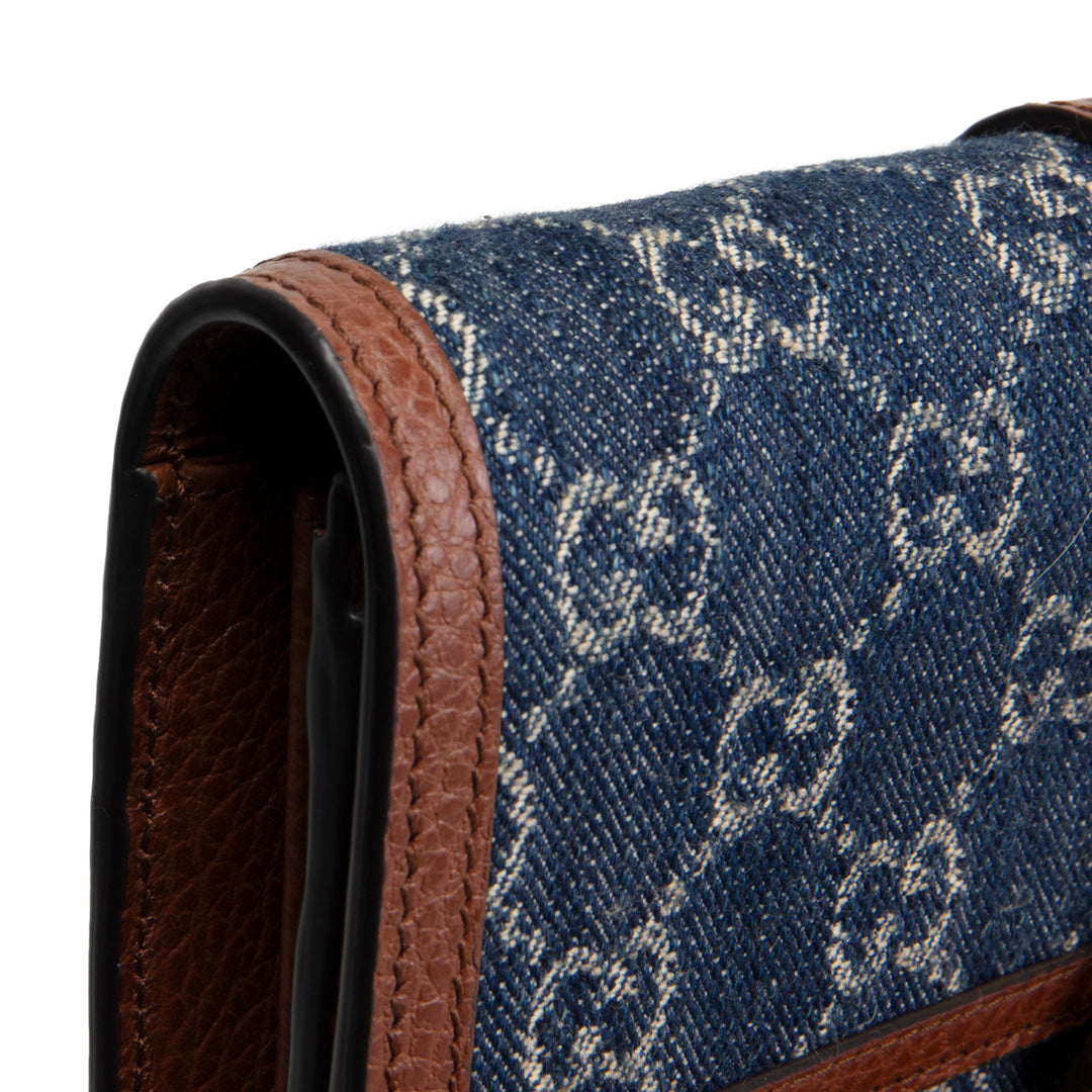 GUCCI GG Denim Jackie 1961 Chain Wallet