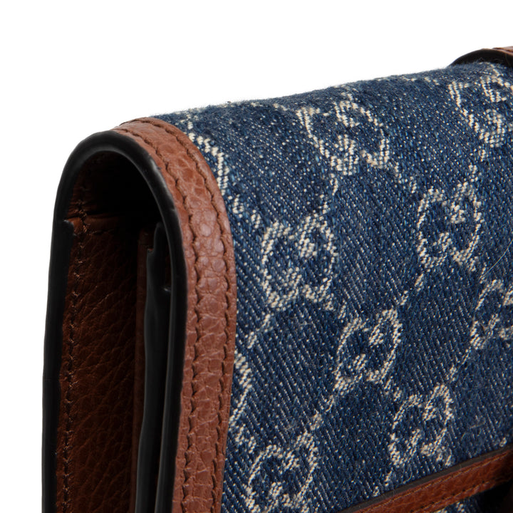 GUCCI GG Denim Jackie 1961 Chain Wallet