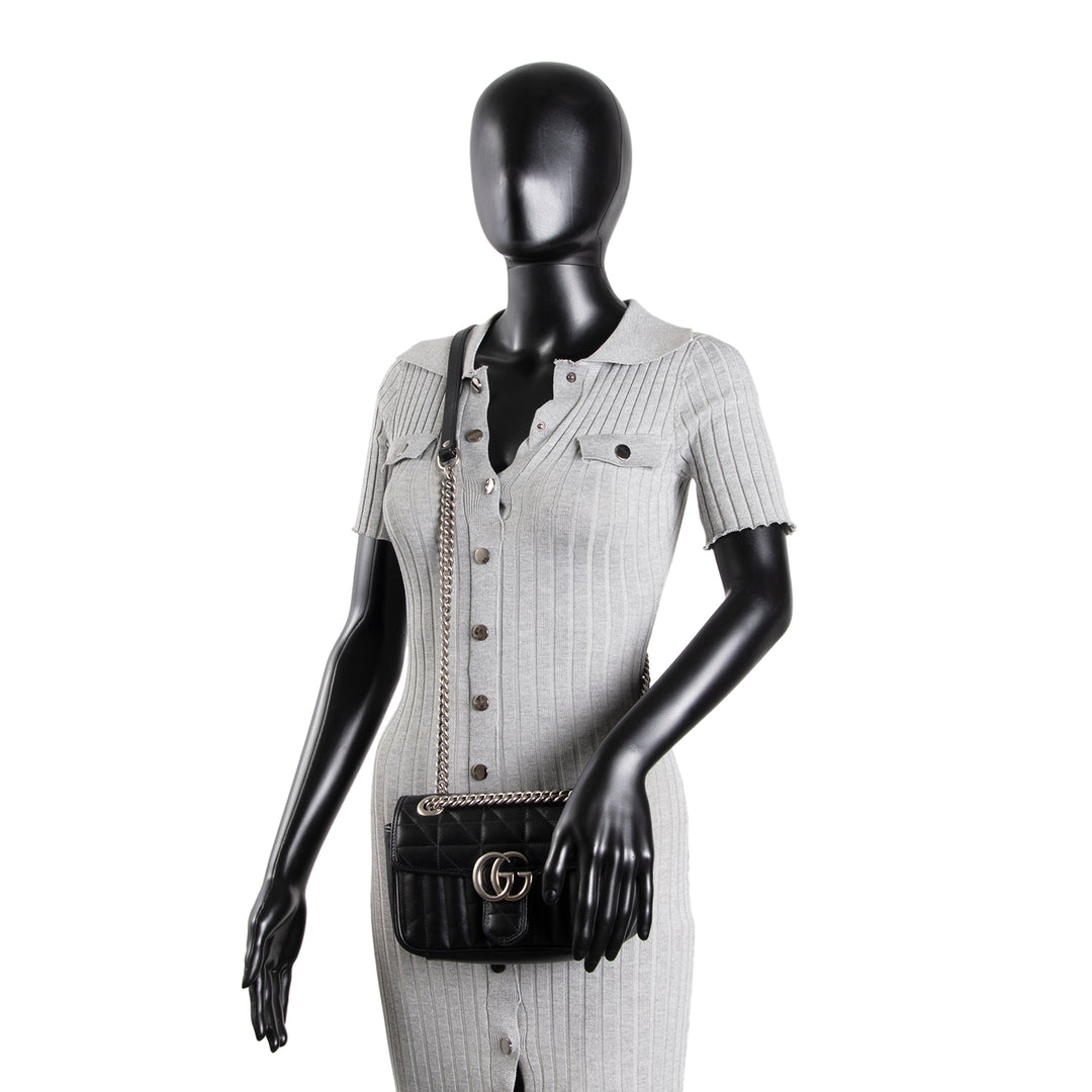 GUCCI Matelasse Marmont Aria Bag - Black