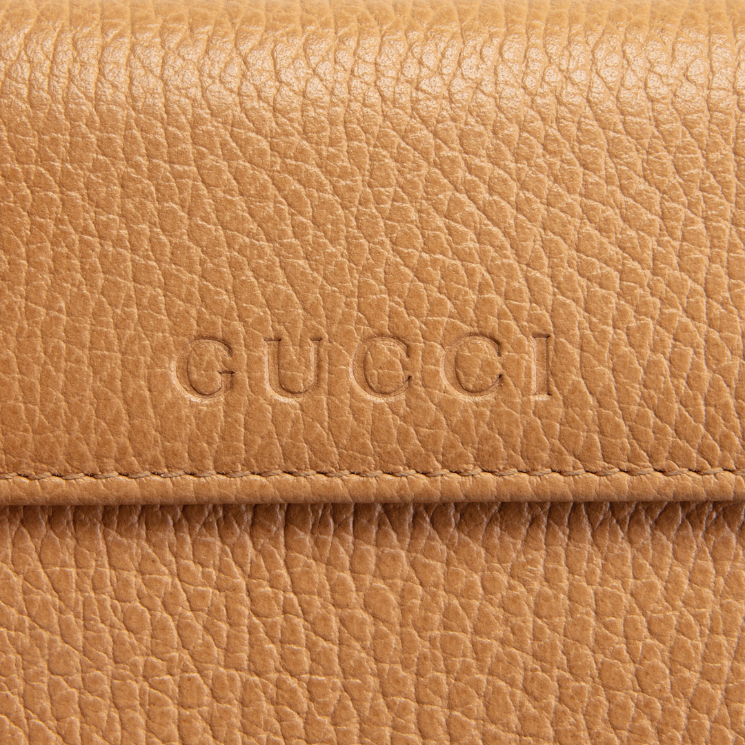 GUCCI Leather French Wallet - Cognac