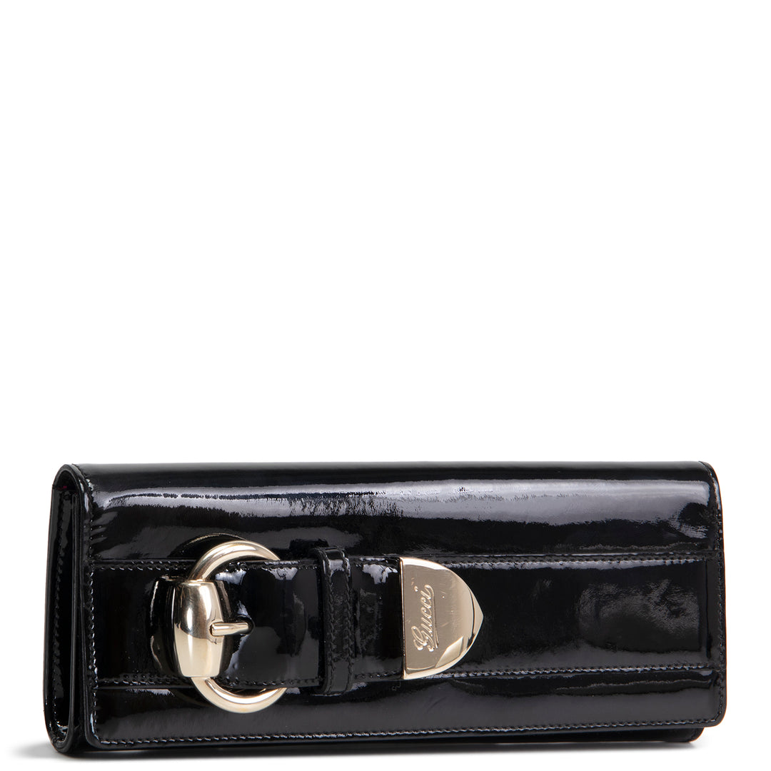 GUCCI Patent Romy Clutch - Black