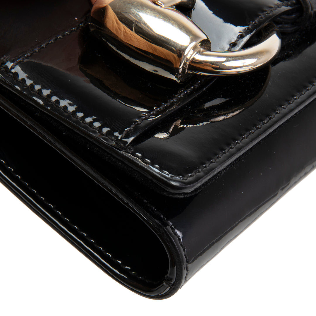 GUCCI Patent Romy Clutch - Black