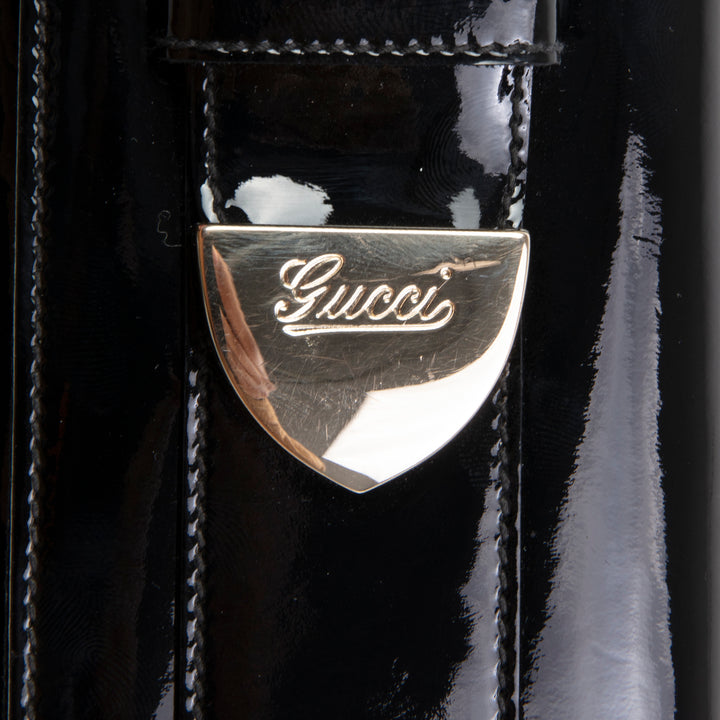 GUCCI Patent Romy Clutch - Black