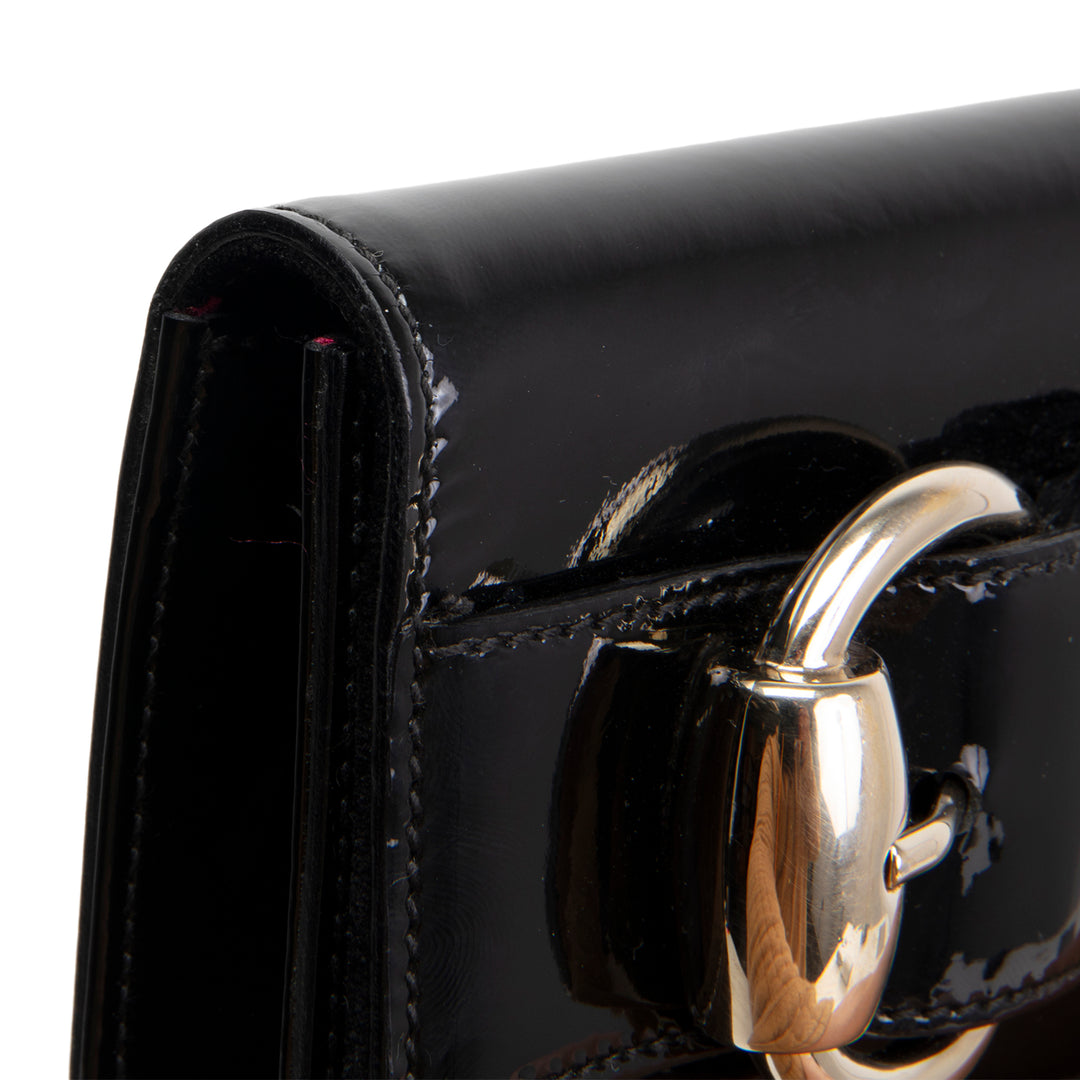GUCCI Patent Romy Clutch - Black