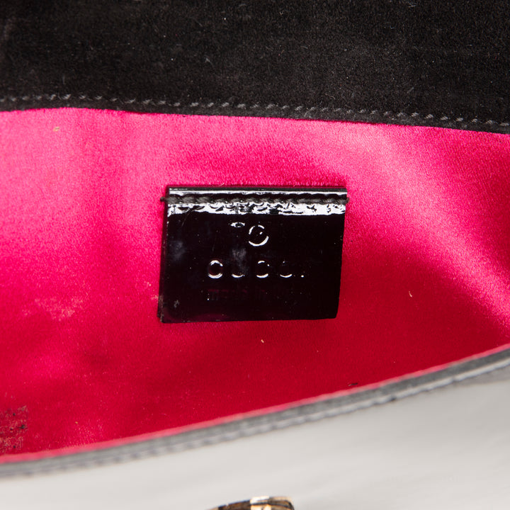 GUCCI Patent Romy Clutch - Black
