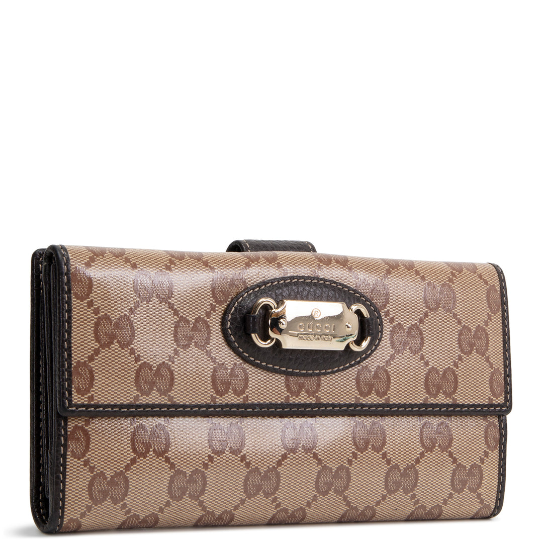 GUCCI GG Crystal Continental Wallet - Beige & Ebony