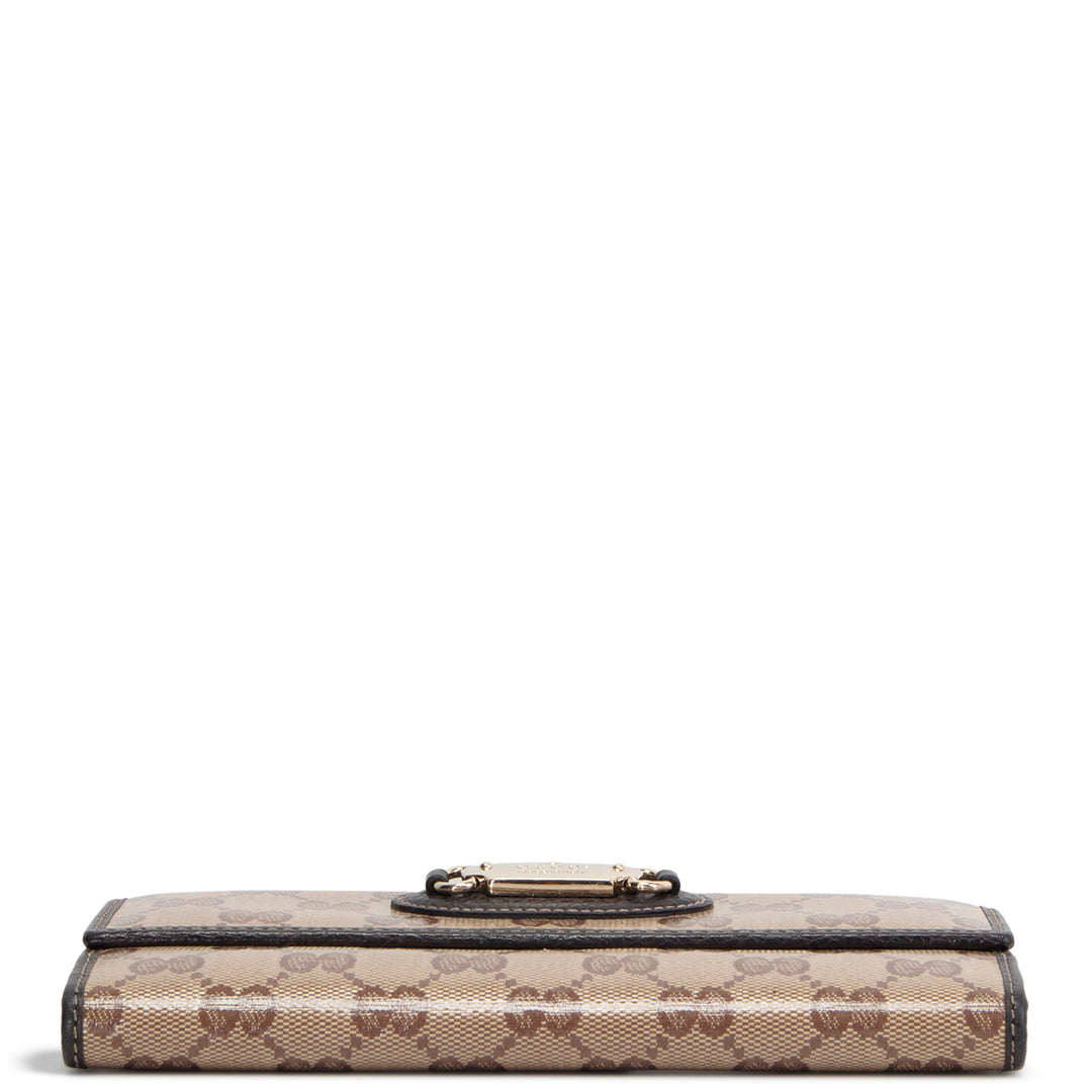GUCCI GG Crystal Continental Wallet - Beige & Ebony