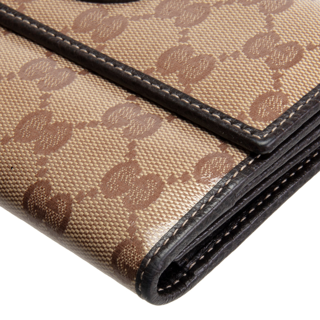 GUCCI GG Crystal Continental Wallet - Beige & Ebony