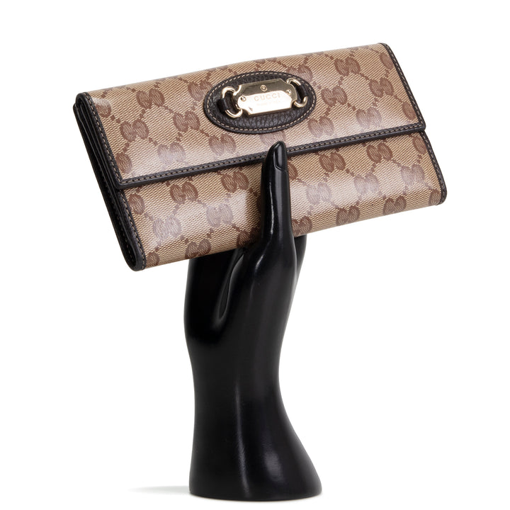 GUCCI GG Crystal Continental Wallet - Beige & Ebony