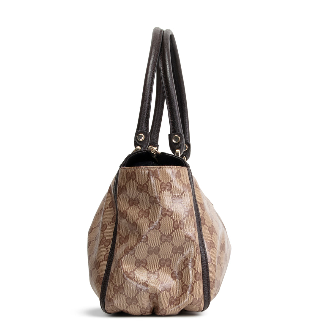 GUCCI GG Crystal Abbey D-Ring Shoulder Bag - Beige & Ebony