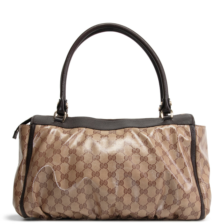 GUCCI GG Crystal Abbey D-Ring Shoulder Bag - Beige & Ebony