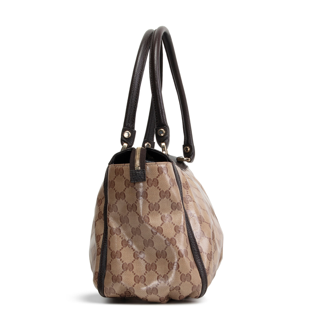 GUCCI GG Crystal Abbey D-Ring Shoulder Bag - Beige & Ebony