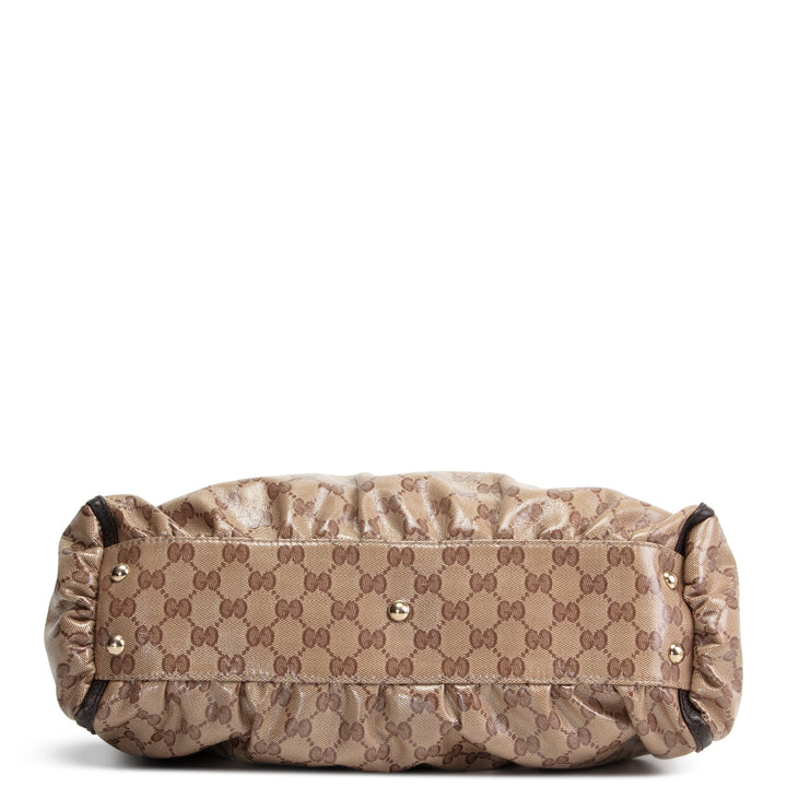 GUCCI GG Crystal Abbey D-Ring Shoulder Bag - Beige & Ebony