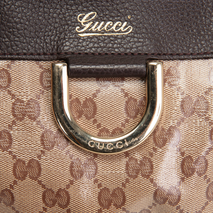 GUCCI GG Crystal Abbey D-Ring Shoulder Bag - Beige & Ebony