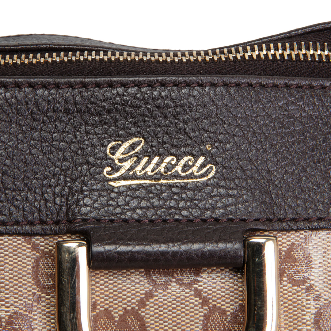 GUCCI GG Crystal Abbey D-Ring Shoulder Bag - Beige & Ebony