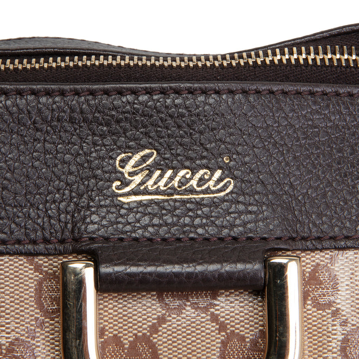 GUCCI GG Crystal Abbey D-Ring Shoulder Bag - Beige & Ebony