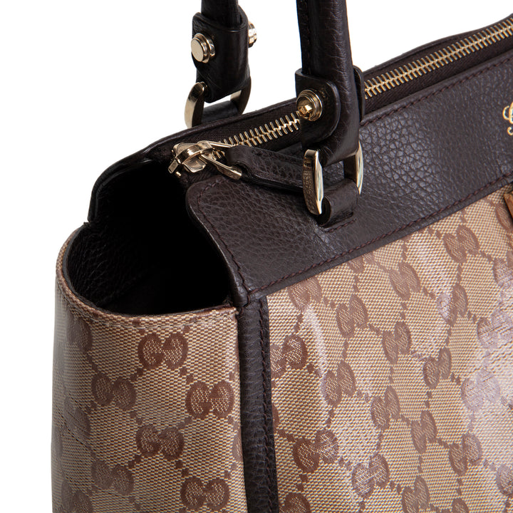 GUCCI GG Crystal Abbey D-Ring Shoulder Bag - Beige & Ebony