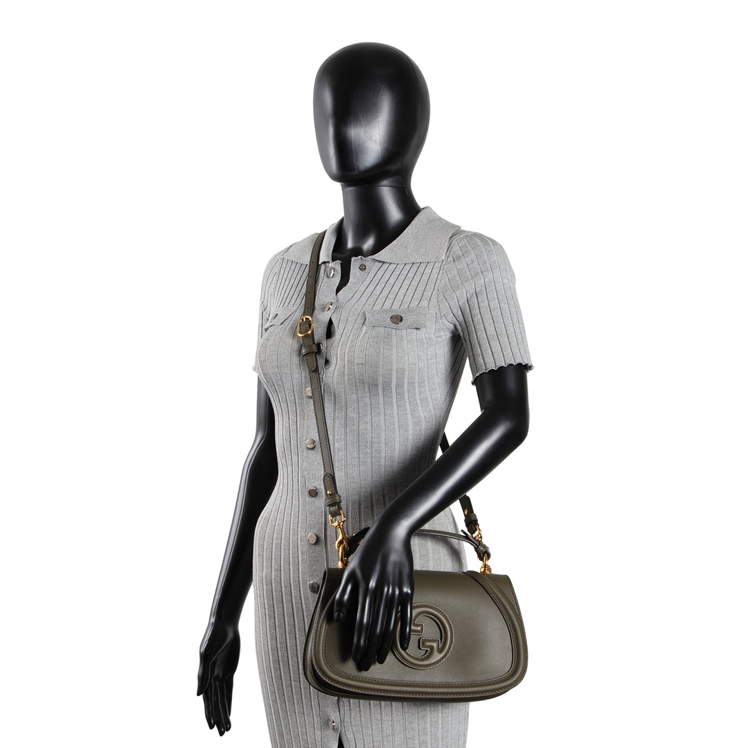 GUCCI Blondie Medium Top Handle Shoulder Bag - Olive Green