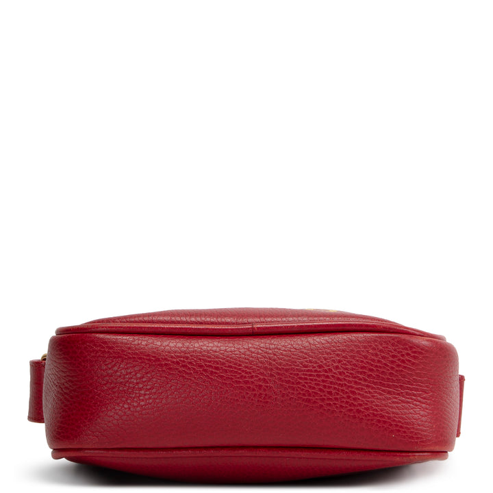GUCCI Web Logo Print Leather Crossbody - Red OUTLET FINAL SALE