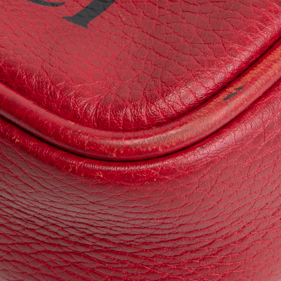 GUCCI Web Logo Print Leather Crossbody - Red OUTLET FINAL SALE