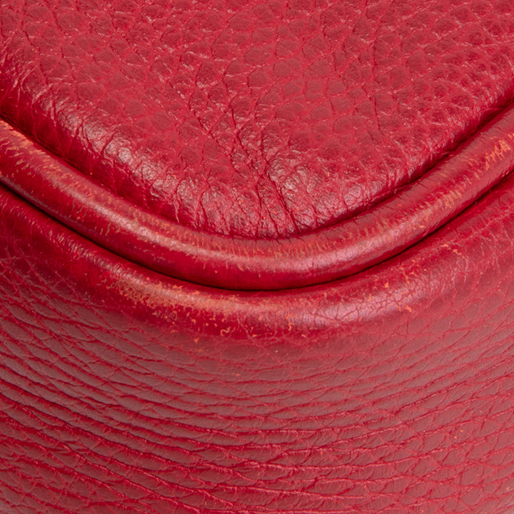 GUCCI Web Logo Print Leather Crossbody - Red OUTLET FINAL SALE