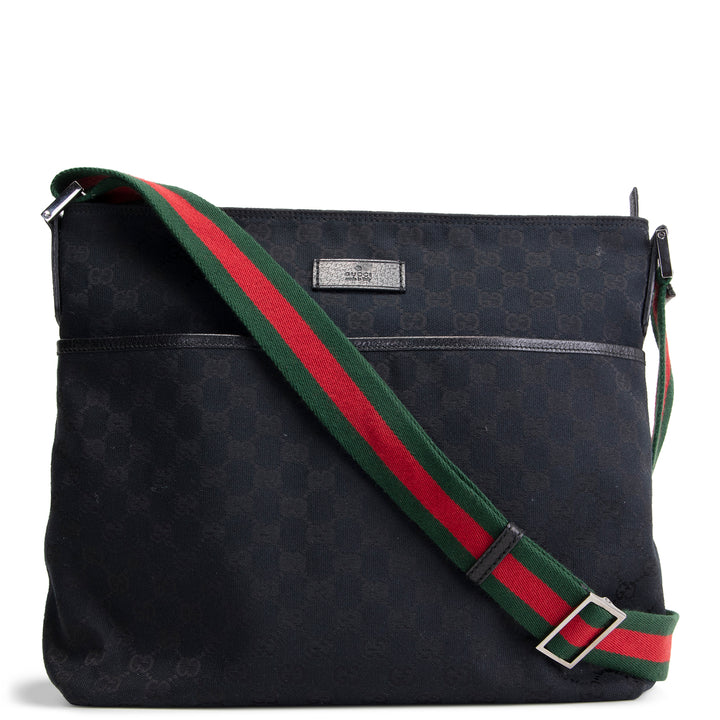 GUCCI GG Canvas Web Messenger - Black