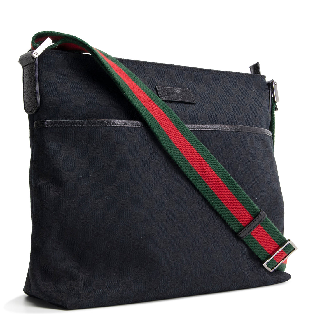 GUCCI GG Canvas Web Messenger - Black