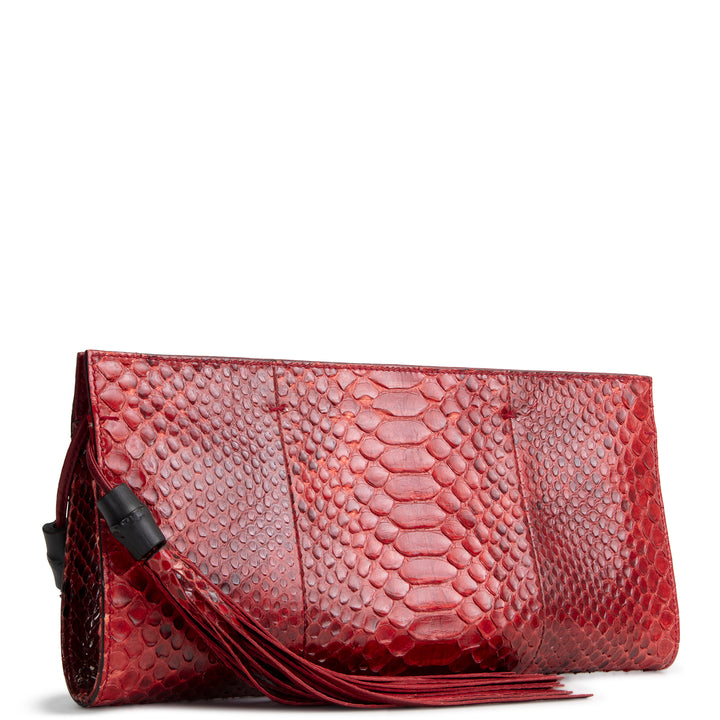 GUCCI Python Bamboo Clutch - Red