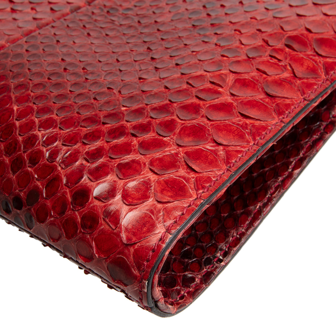 GUCCI Python Bamboo Clutch - Red