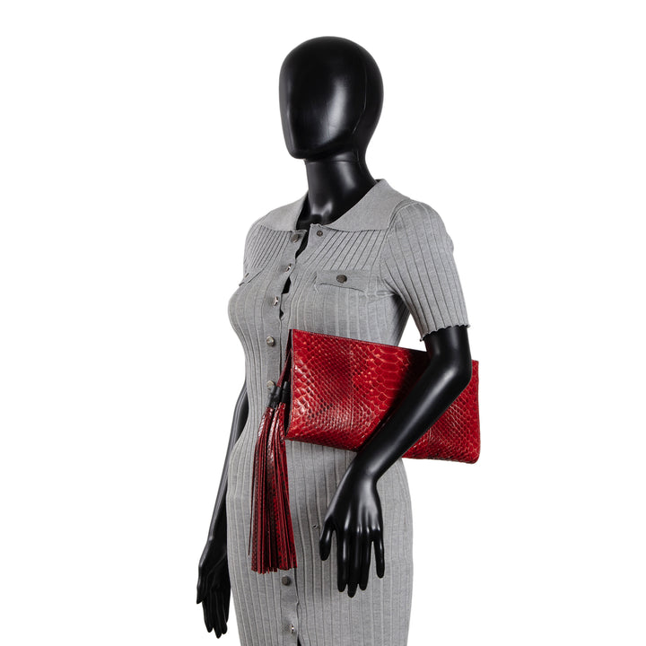 GUCCI Python Bamboo Clutch - Red