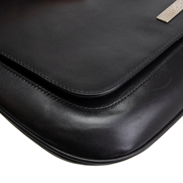 GUCCI Leather Flap Shoulder Bag - Black OUTLET FINAL SALE