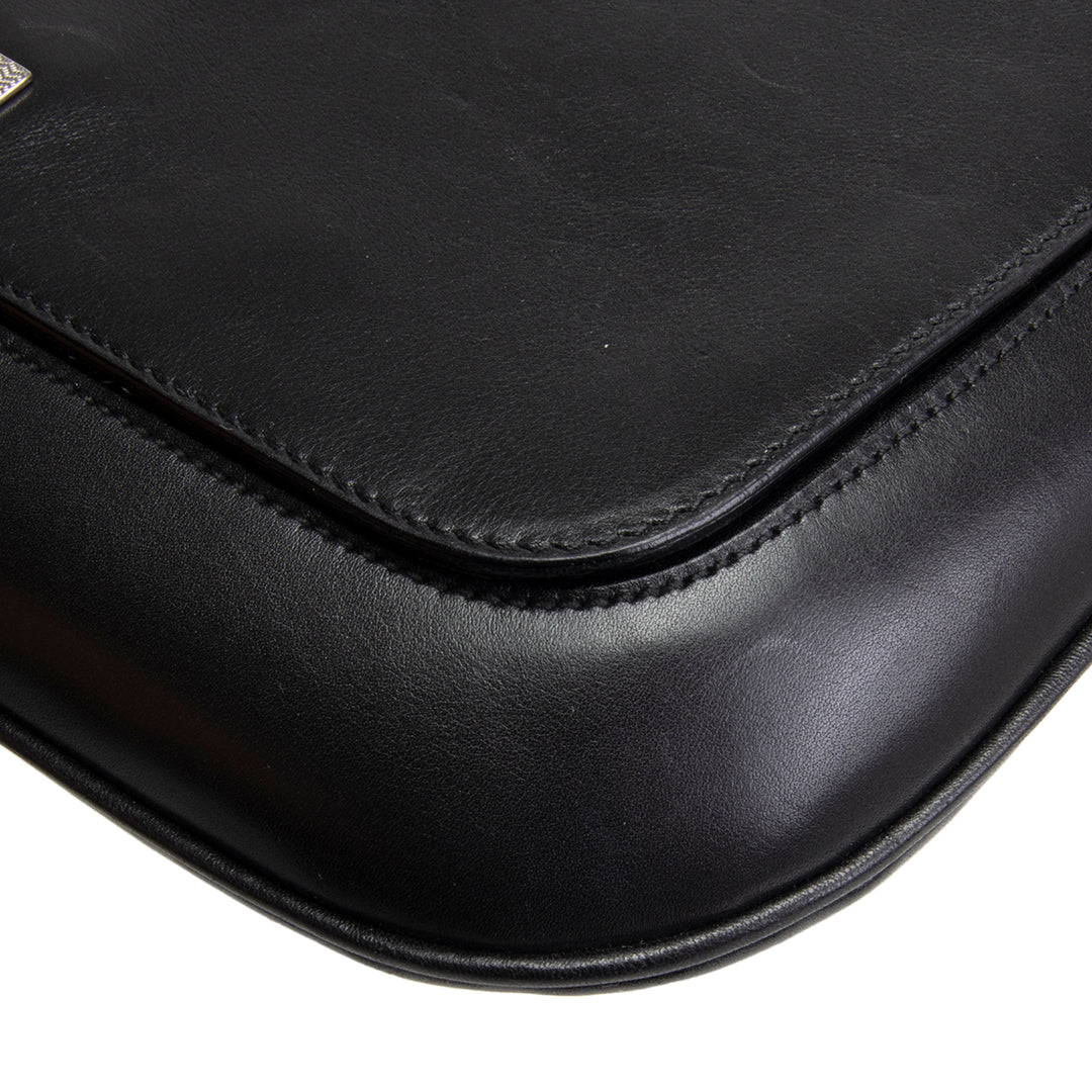 GUCCI Leather Flap Shoulder Bag - Black OUTLET FINAL SALE