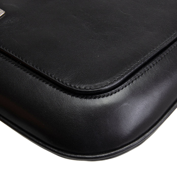 GUCCI Leather Flap Shoulder Bag - Black OUTLET FINAL SALE