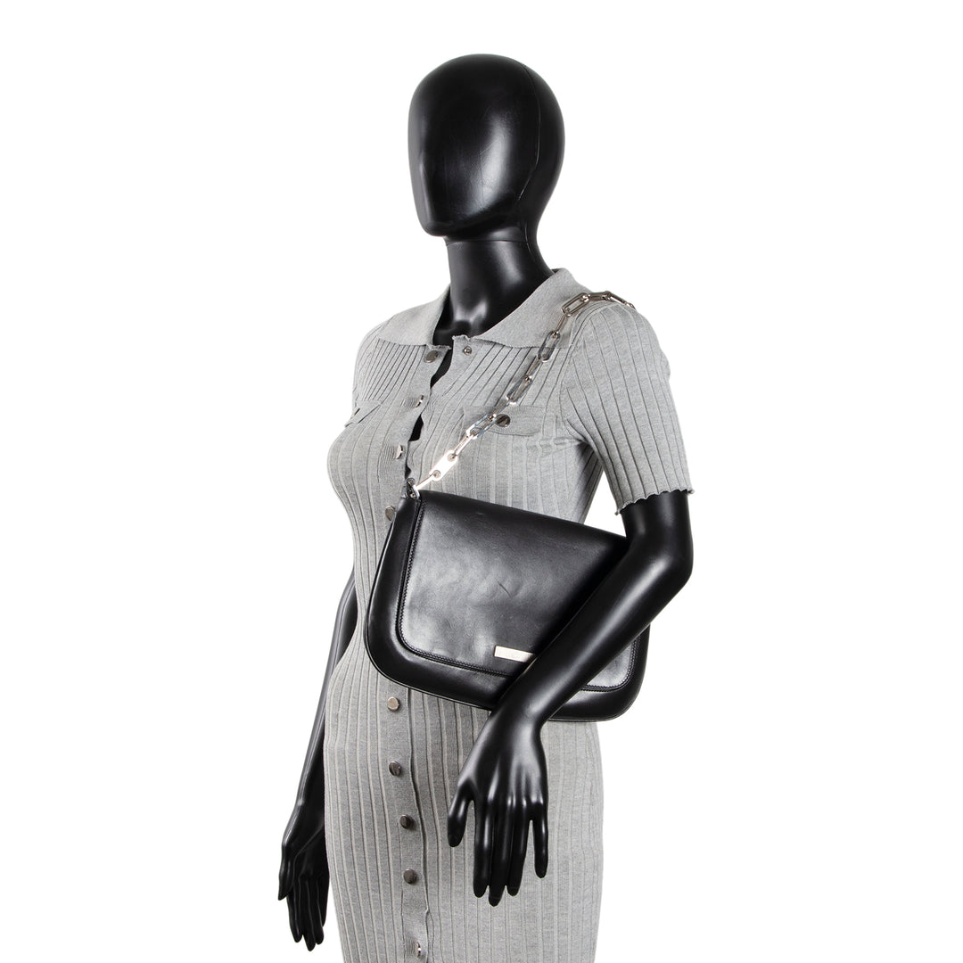 GUCCI Leather Flap Shoulder Bag - Black OUTLET FINAL SALE