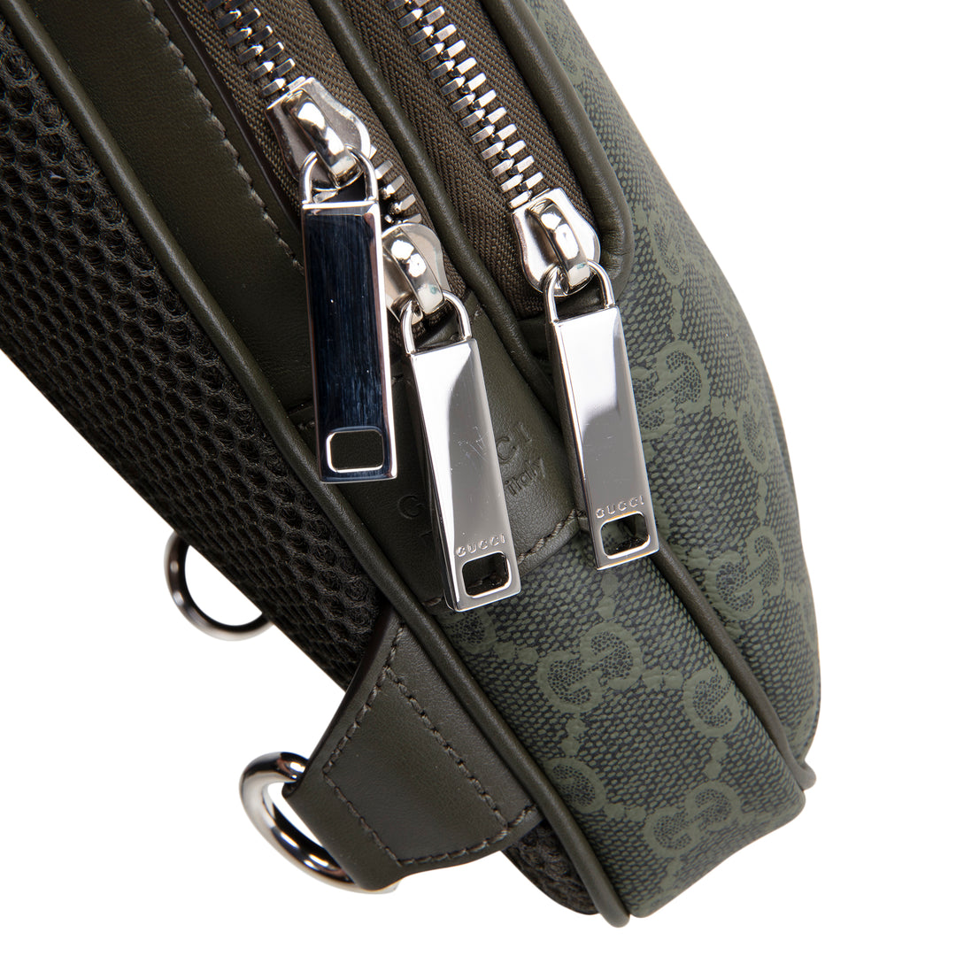 GUCCI GG Supreme Monogram  Sling Bag - Forest Green