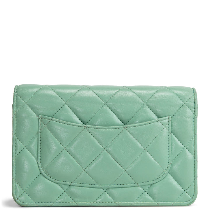 CHANEL Lambskin Logo Wallet on Chain - Green