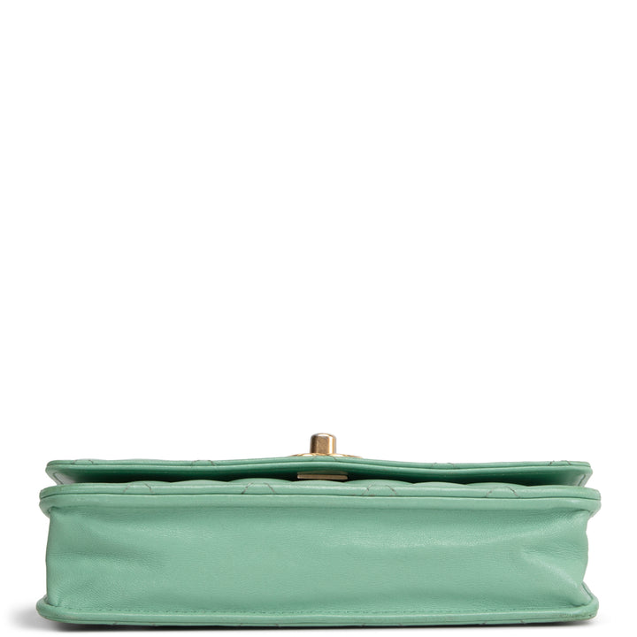 CHANEL Lambskin Logo Wallet on Chain - Green