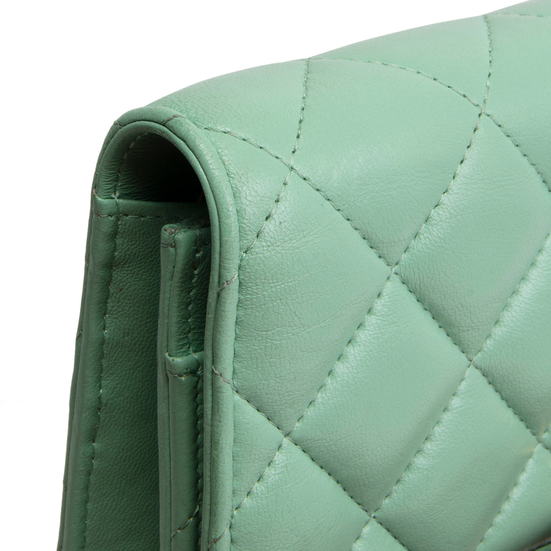 CHANEL Lambskin Logo Wallet on Chain - Green