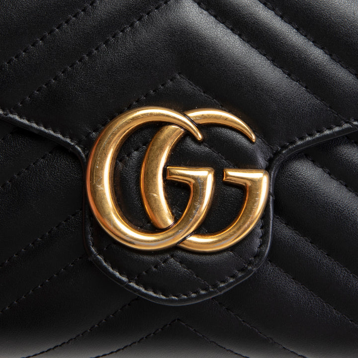 GUCCI Matelasse GG Marmont Wallet on Chain - Black