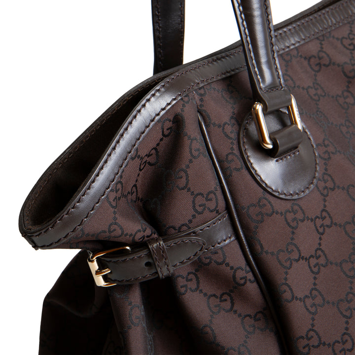 GUCCI GG Nylon Full Moon Tote - Brown