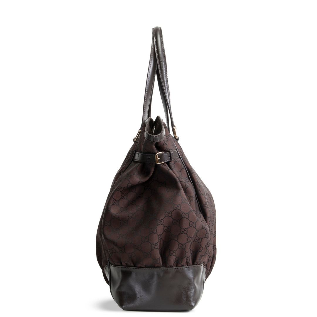 GUCCI GG Nylon Full Moon Tote - Brown