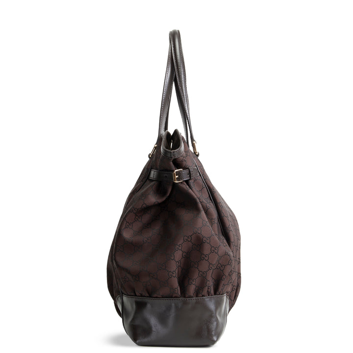GUCCI GG Nylon Full Moon Tote - Brown