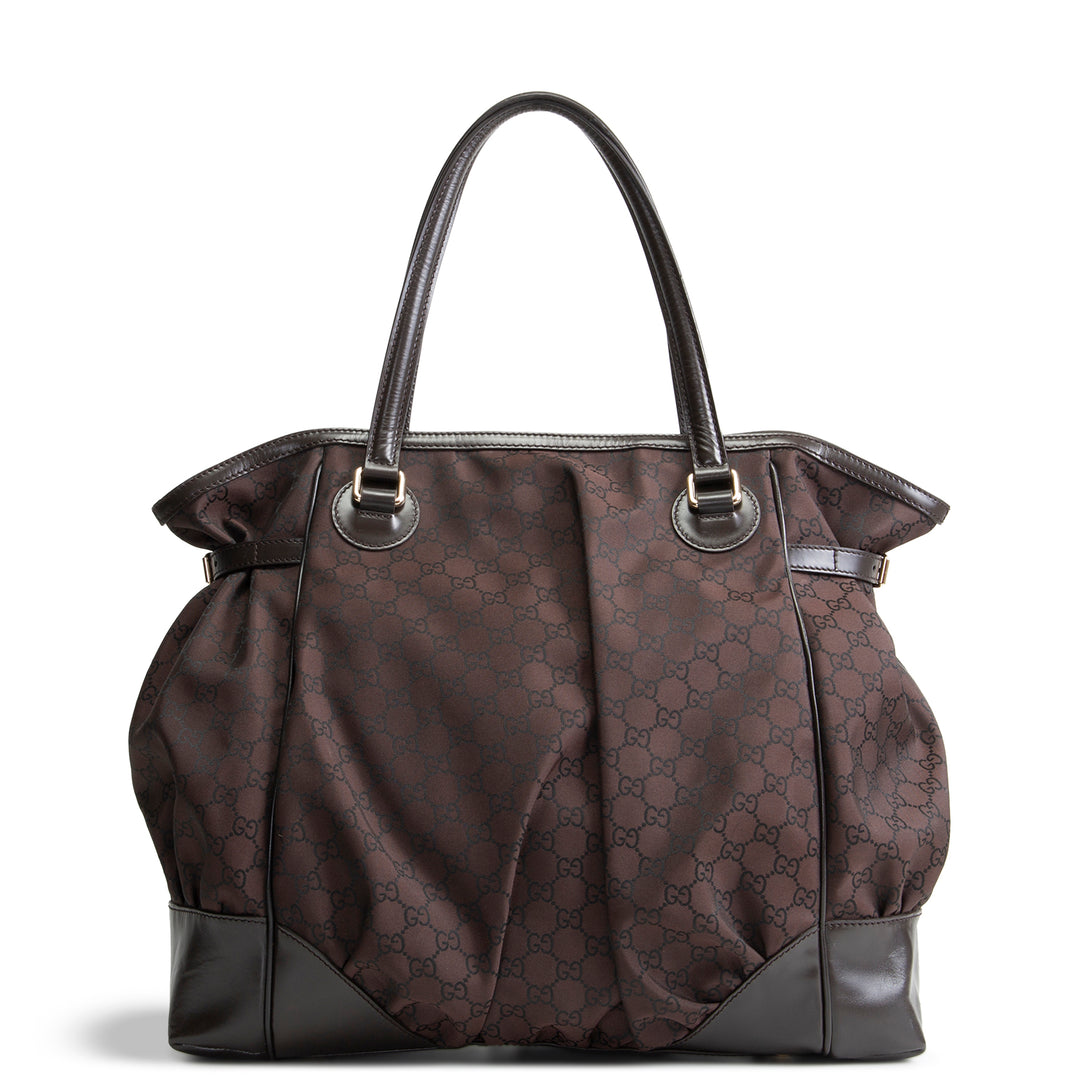 GUCCI GG Nylon Full Moon Tote - Brown