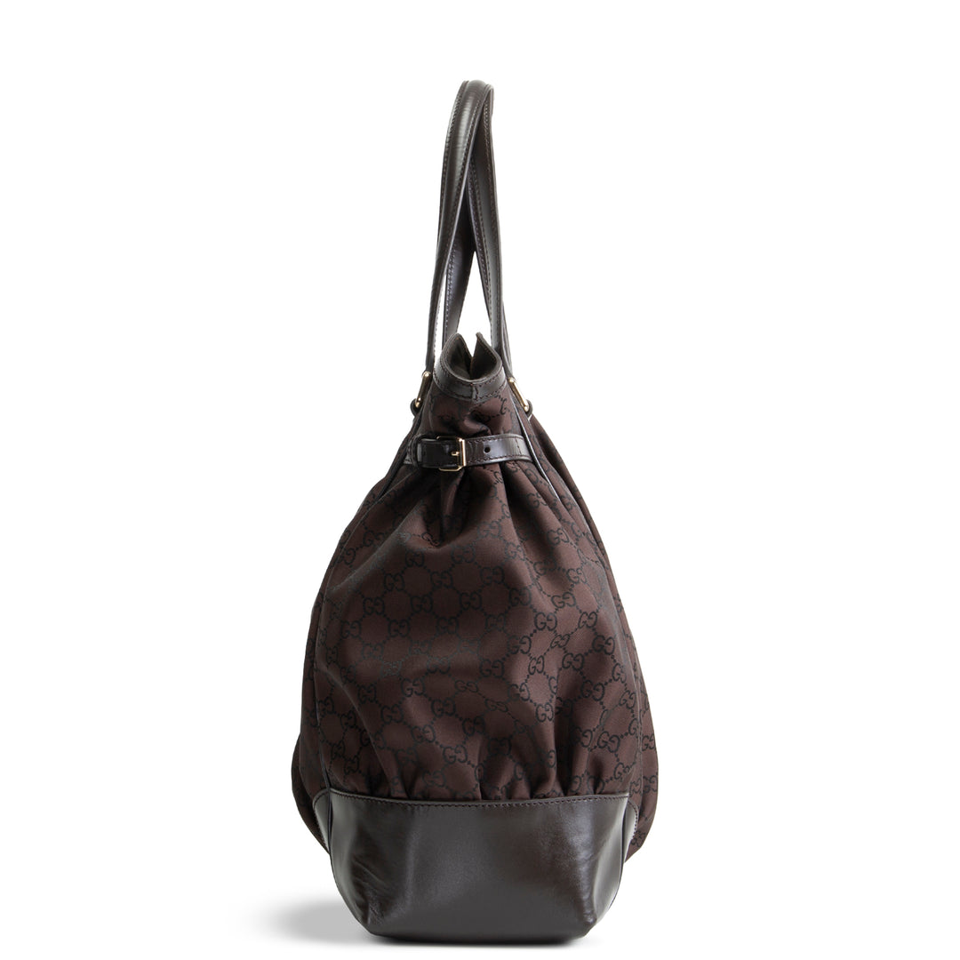 GUCCI GG Nylon Full Moon Tote - Brown