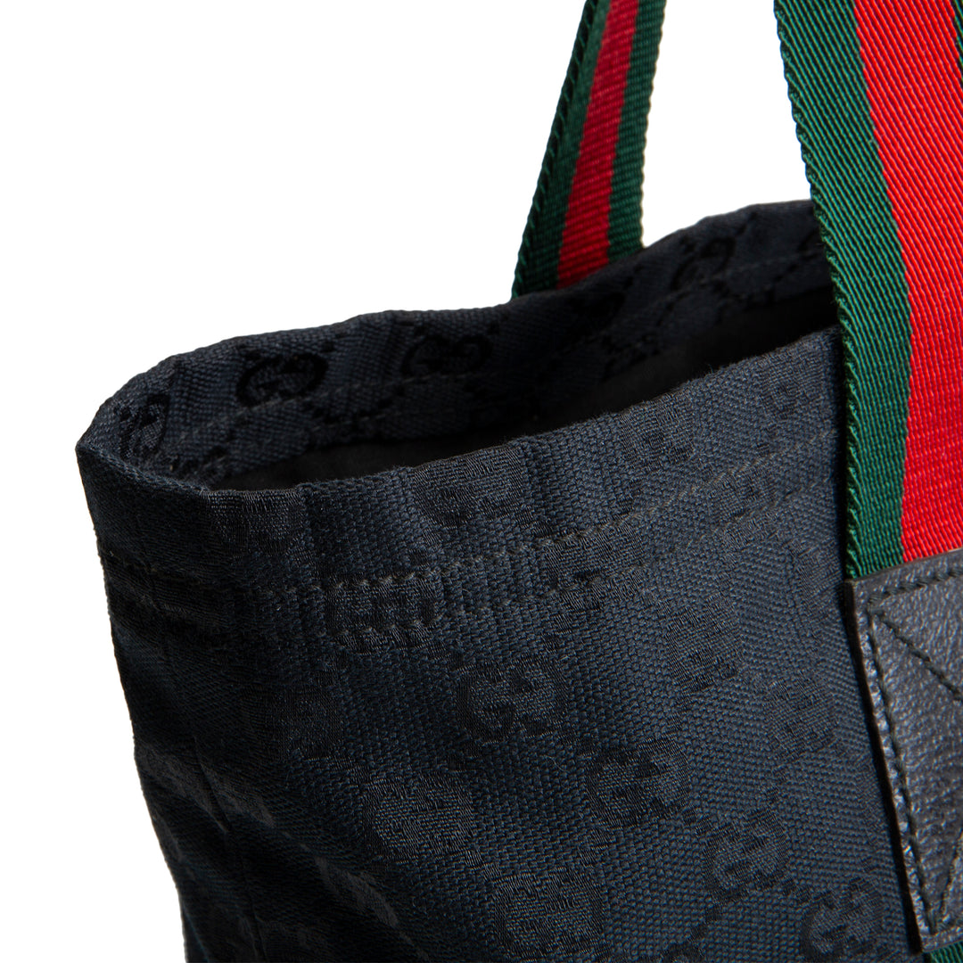 GUCCI GG Canvas Web Handle Tote - Black