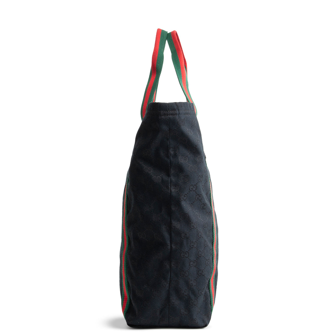 GUCCI GG Canvas Web Handle Tote - Black