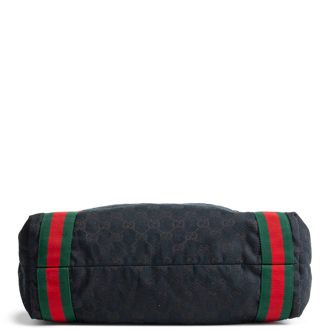 GUCCI GG Canvas Web Handle Tote - Black