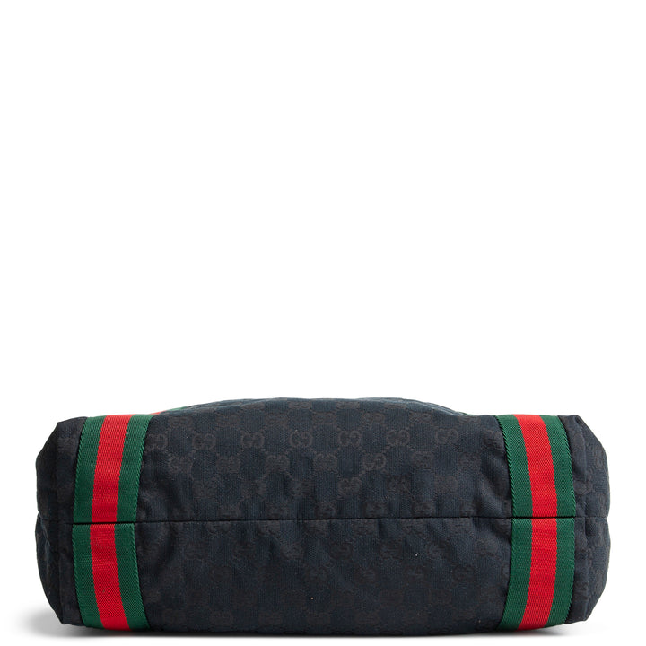 GUCCI GG Canvas Web Handle Tote - Black