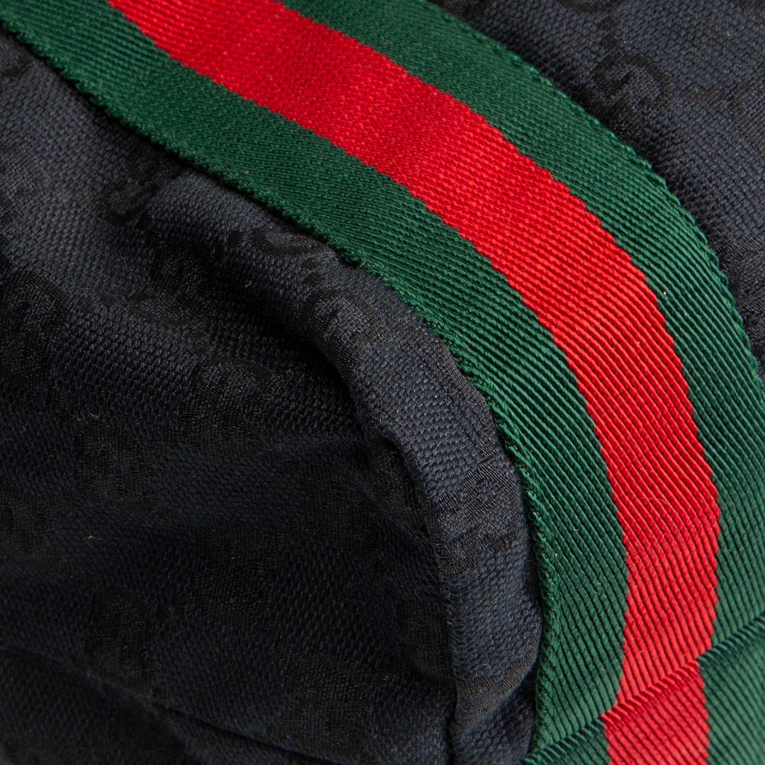 GUCCI GG Canvas Web Handle Tote - Black