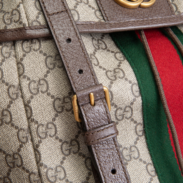 GUCCI GG Supreme Medium Ophidia Backpack - Beige & Ebony